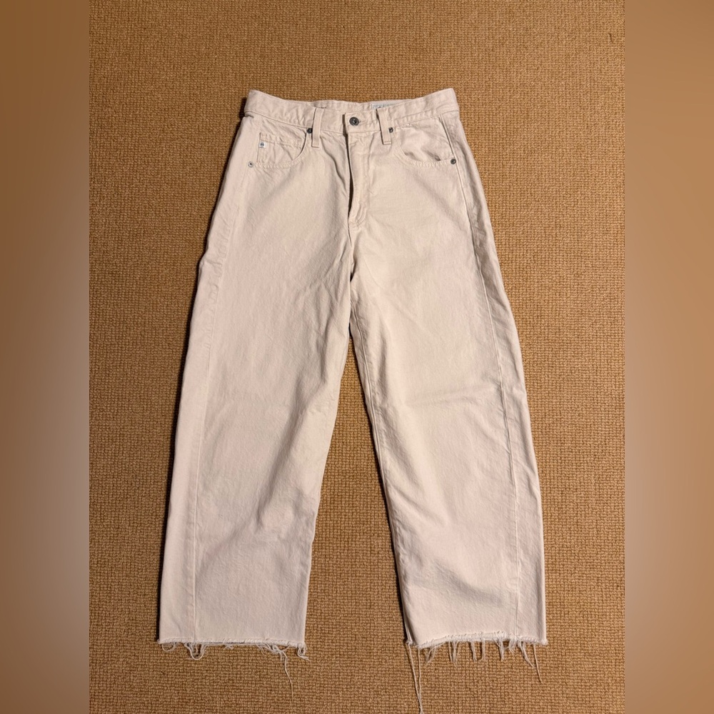 Ag Adriano Goldschmied Hattie Crop Jean High-Rise Barrel in Opal Stone size 27 - Picture 7 of 13